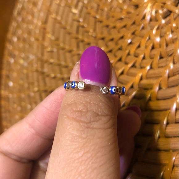 New blue evil eye enamel adjustable ring - Picture 4 of 5